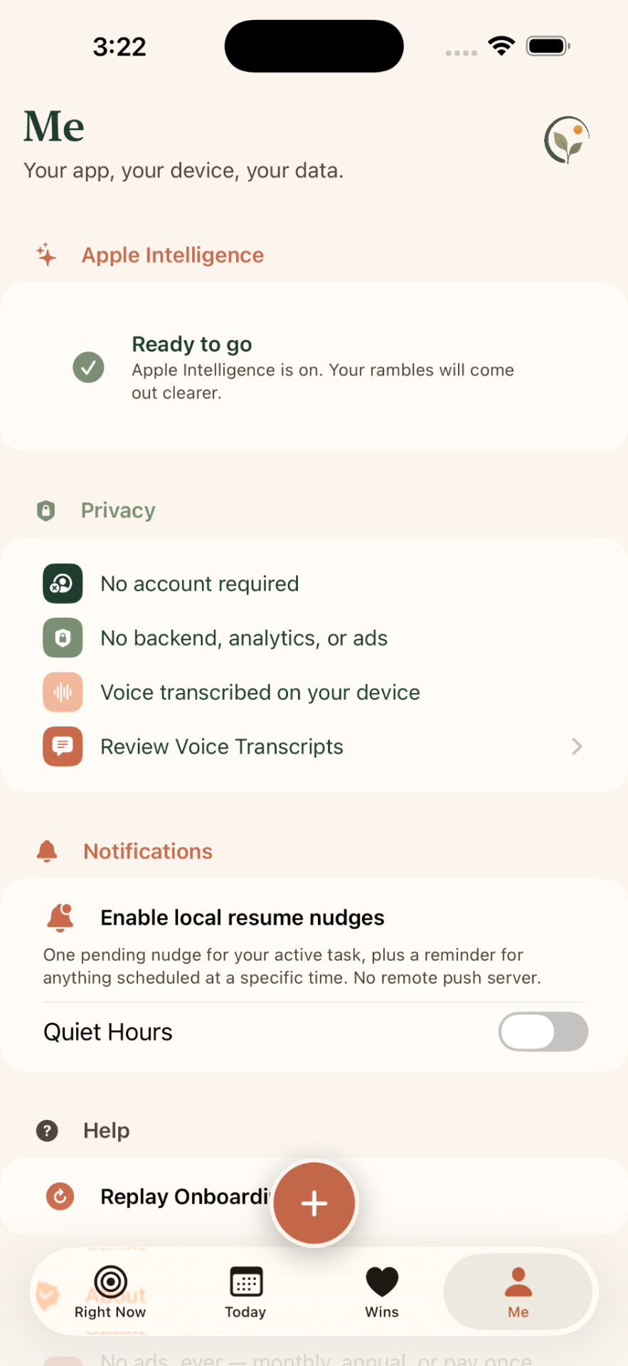 On-device Apple Intelligence, local nudges, and privacy you control.