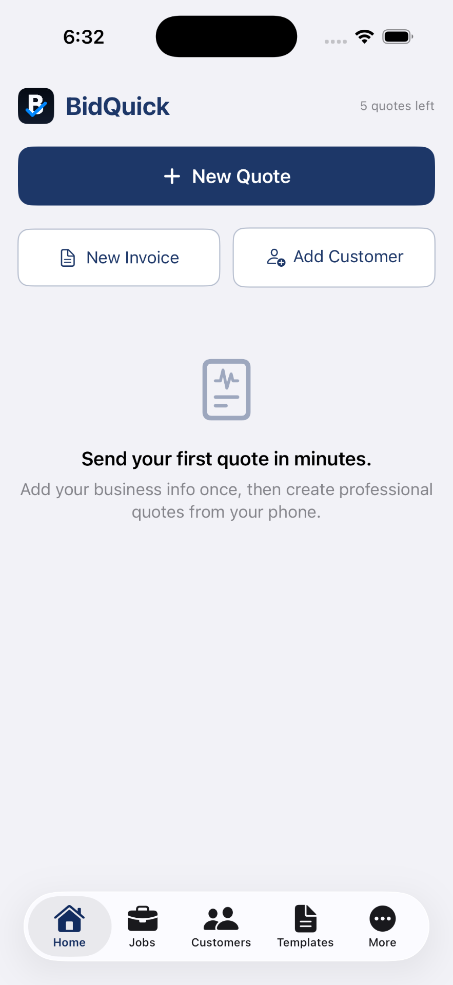 Send your first quote in minutes.